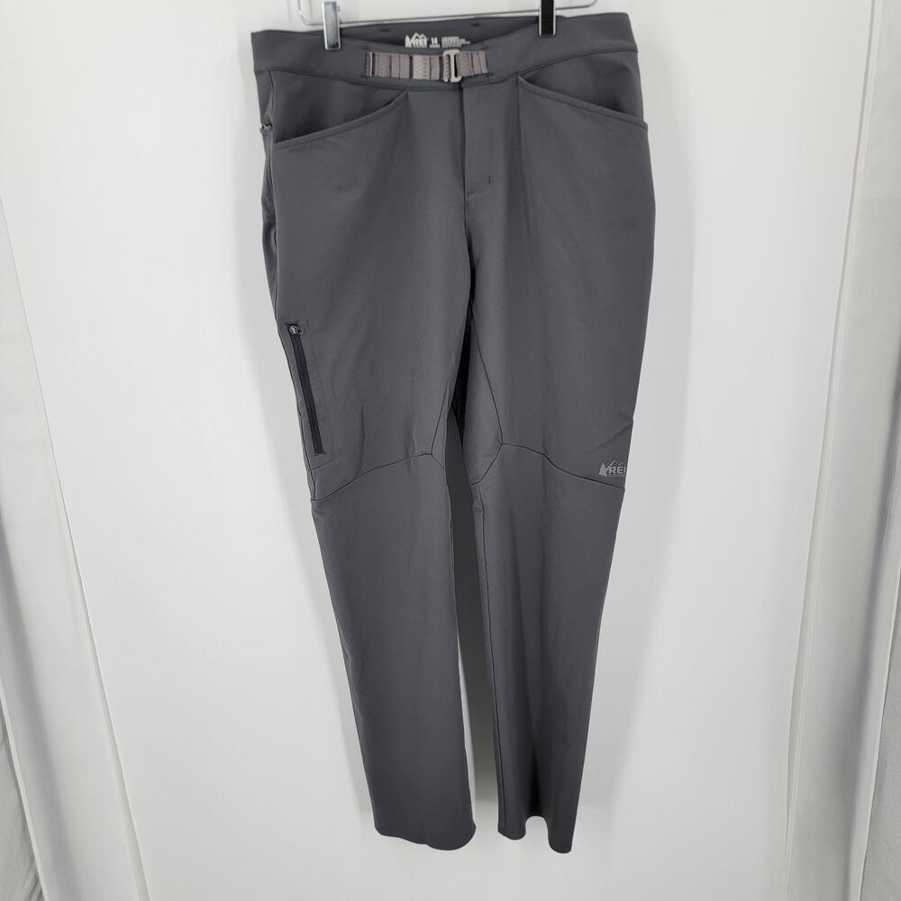 REI Co-op Gray Hiking Pants Womens 14 Semi-Fitted 32" Inseam Zipper Pockets